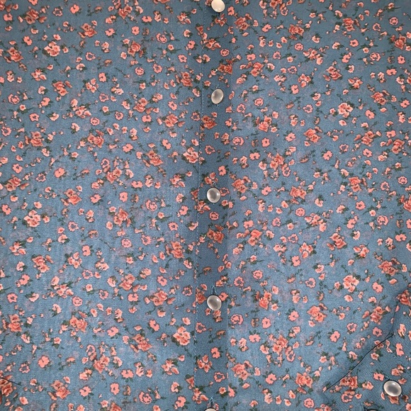 Robin-K Sheer Floral Western Button Down Blouse Sm - Picture 3 of 7